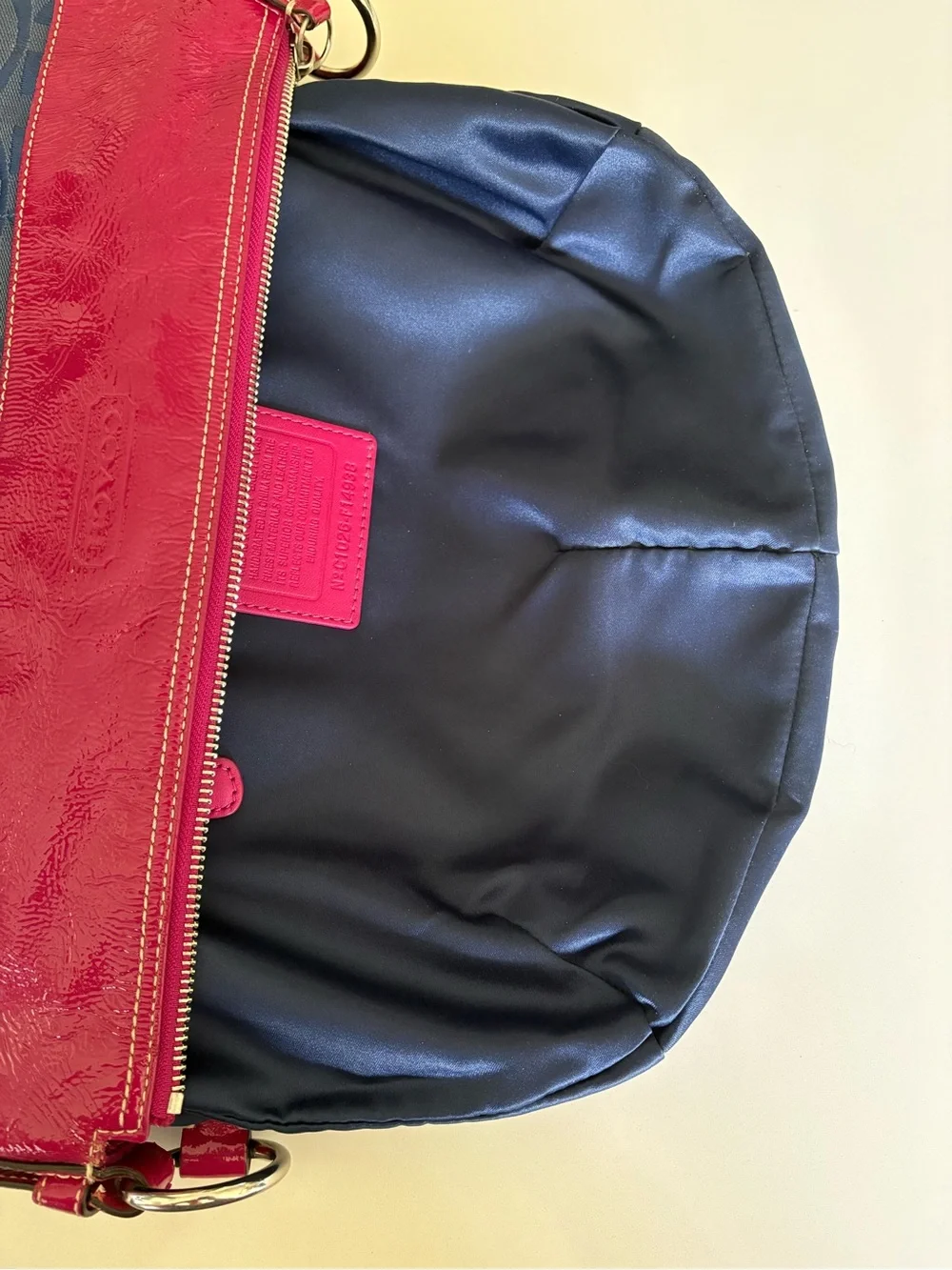 Coach Laura Hobo Shoulder Bag in Navy and Pink